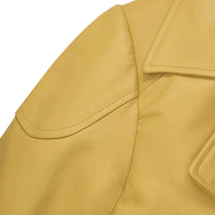 Trendy Yellow Leather Jacket for Women
