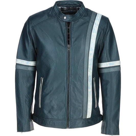 Vin Diesel Blue with white Leather Jacket