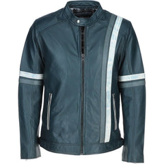 Vin Diesel Blue with white Leather Jacket