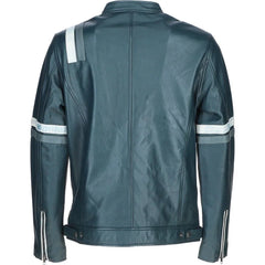 Vin Diesel Blue with white Leather Jacket