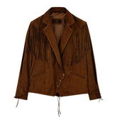 Vintage Brown Fringe Suede Leather Jacket