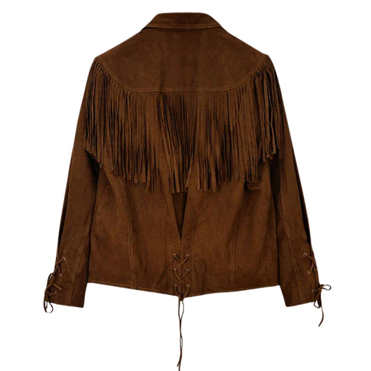 Vintage Brown Fringe Suede Leather Jacket