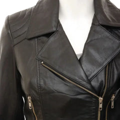 Women Black Belted Leather Jacket