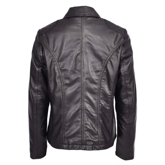 Women Classic Black Leather Jacket