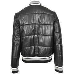 Women Black Leather Bomber Jacket