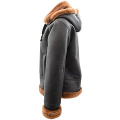 Women Black Shearling Aviator Jacket