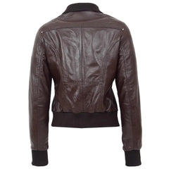 Women Brown Leather Zip Jacket
