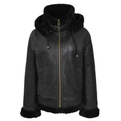 Women Hooded Shearling Jacket