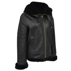 Women Hooded Shearling Jacket