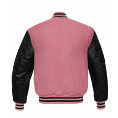 Women Pink And Black Varsity Jacket