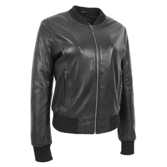 Women's Classic Black Leather Zip Jacket