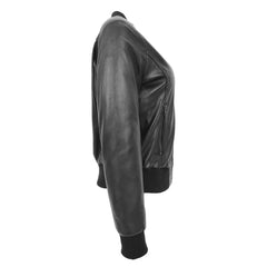 Women's Classic Black Leather Zip Jacket
