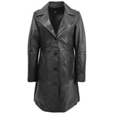 Women's Black Leather Long coat