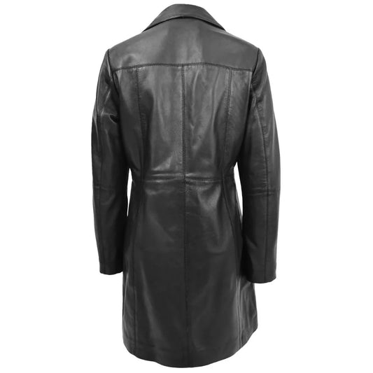 Women's Black Leather Long coat