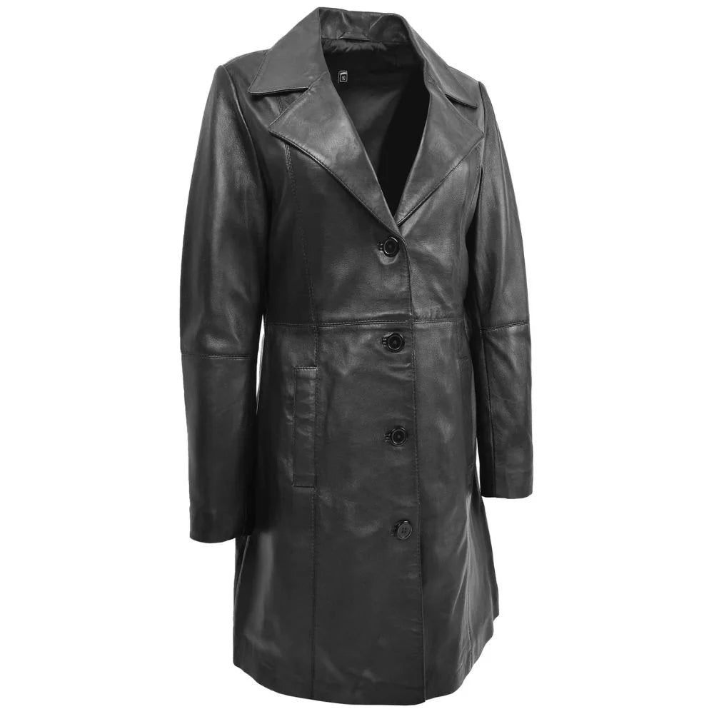 Women's Black Leather Long coat Women's Black Leather Long coat