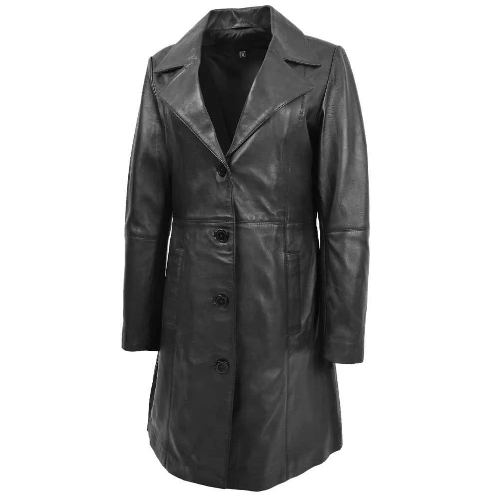 Women's Black Leather Long coat Women's Black Leather Long coat