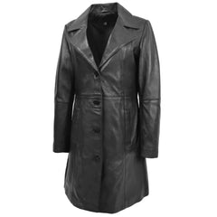 Women's Black Leather Long coat