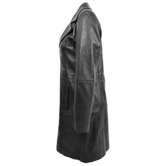 Women's Black Leather Long coat
