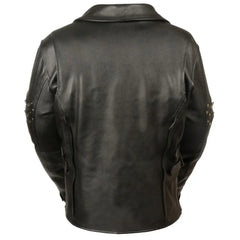 Women's Black Leather Studded Asymmetrical Jacket