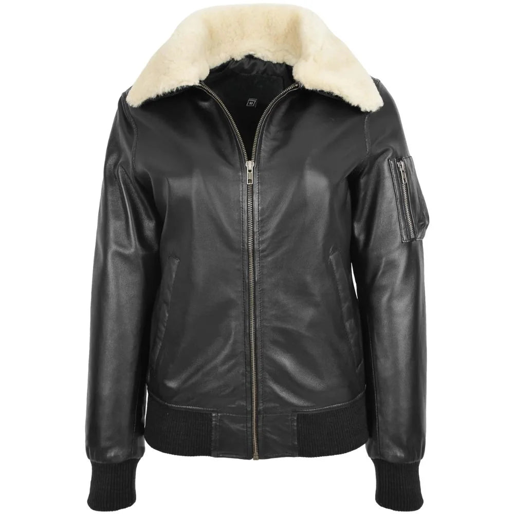 Women Winter Shearling Bomber Jacket Women Winter Shearling Bomber Jacket