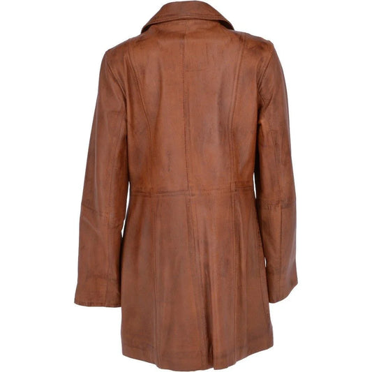 Women Italian Trench Leather Coat