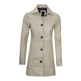 Women Long Beige Leather Coat