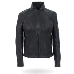 Women Sleek Design Black Leather Jacket