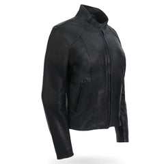 Women Sleek Design Black Leather Jacket