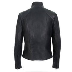 Women Sleek Design Black Leather Jacket