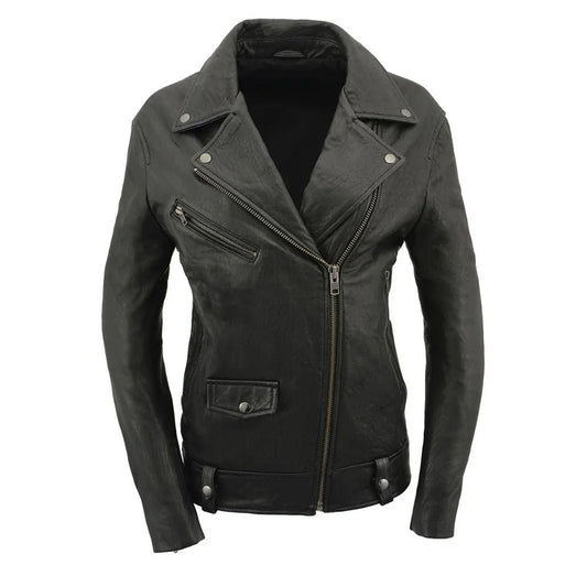 Women Vintage-Inspired Leather Jacket