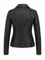 Women's Vintage-Inspired Leather Jacket, back view