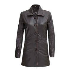 Women Vintage-Inspired Vintage Leather Coat
