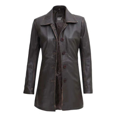 Women Vintage-Inspired Vintage Leather Coat
