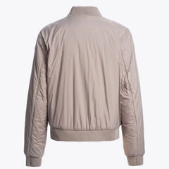 Women's Beige Bomber Jacket with Ribbed Trim