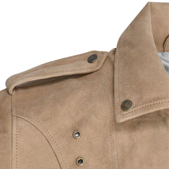 Women’s Belted Beige Suede Leather Jacket