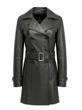 Women’s Belted Leather Trench Coat