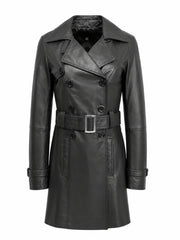 Women’s Belted Leather Trench Coat