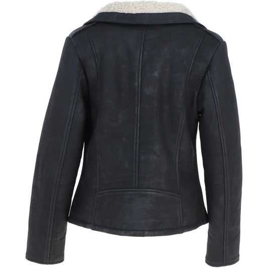 Women's Black Fur Leather Jacket