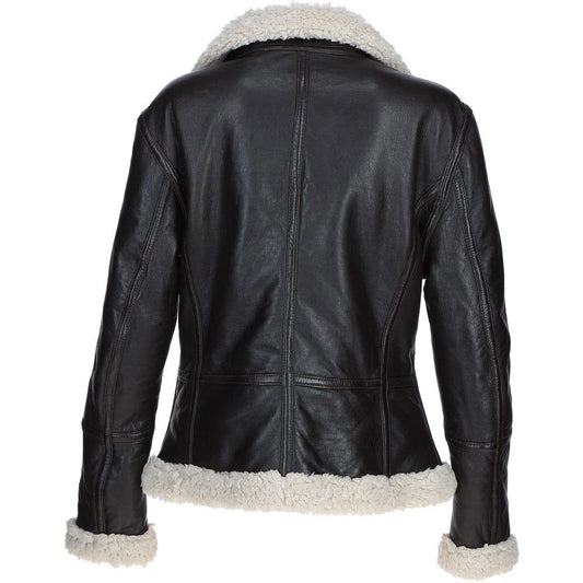 Women's Black Leather Shearling Classic Jacket