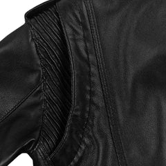 Women’s Black Leather Jacket with Multiple Zippers