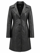Women's Black Leather Long coat