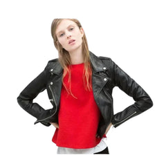 Women's Black Asymmetrical Zipper Jacket