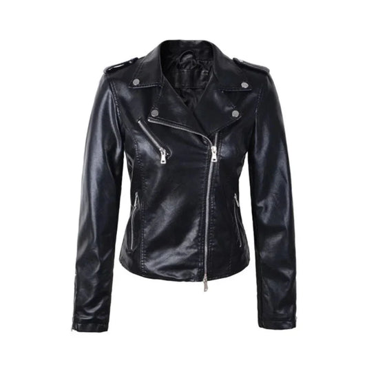 Women's Black Asymmetrical Zipper Jacket