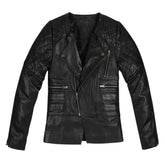 Women’s Black Quilted Shoulder Leather Jacket