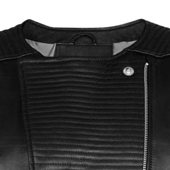 Women’s Black Quilted Sleeve Leather Jacket