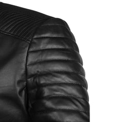 Women’s Black Quilted Sleeve Leather Jacket