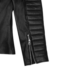 Women’s Black Quilted Sleeve Leather Jacket