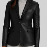 Women’s Black Slim Fit Leather Blazer