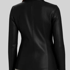 Women’s Black Slim Fit Leather Blazer