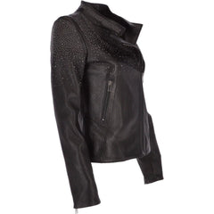 Women's Black Studded Leather Jacket